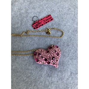Betsey Johnson Pink Heart Necklace 28”